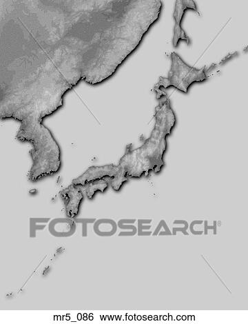 Stock Photograph - japan, map, relief, terrain, topographic. Fotosearch