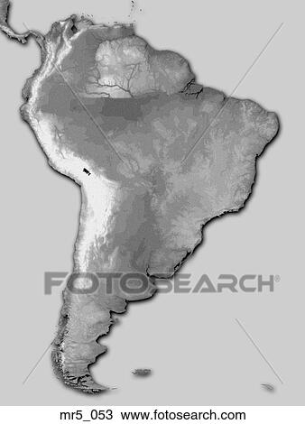 Stock Image - map, relief, south america, terrain, topographic. Fotosearch