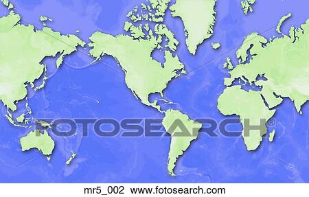 Stock Image - map, world, mercator, americas. Fotosearch