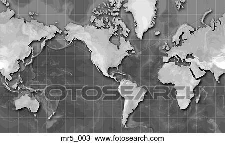 Stock Image - map, world, mercator, americas. Fotosearch