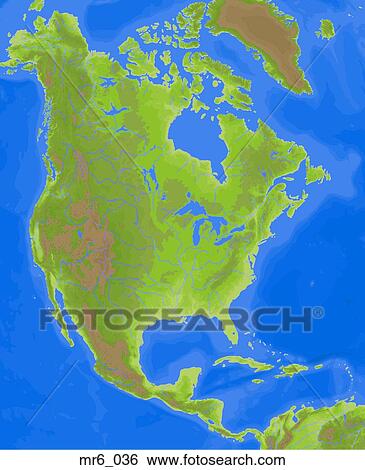 Stock Photograph - map, north america, relief, terrain, topographic. Fotosearch