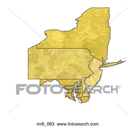 Stock Image - map, political, middle atlantic, mid atlantic, atlas. Fotosearch
