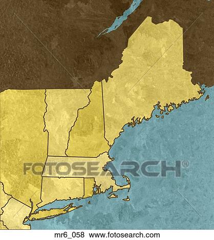 Stock Photo - map, political, northeast, new england, atlas. Fotosearch