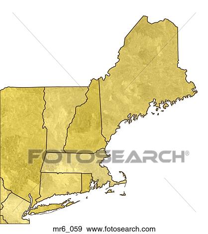 Stock Photo - map, political, northeast, new england, atlas. Fotosearch
