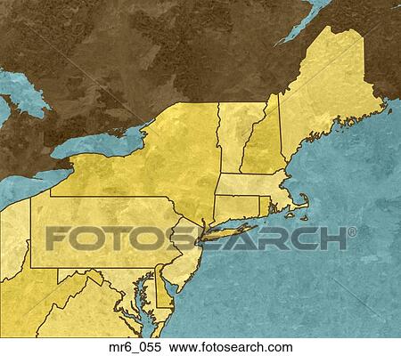 Stock Photography - map, political, northeast, new england, atlas. Fotosearch
