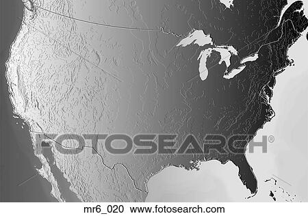 Stock Image - map, relief, terrain, topographic, united states. Fotosearch