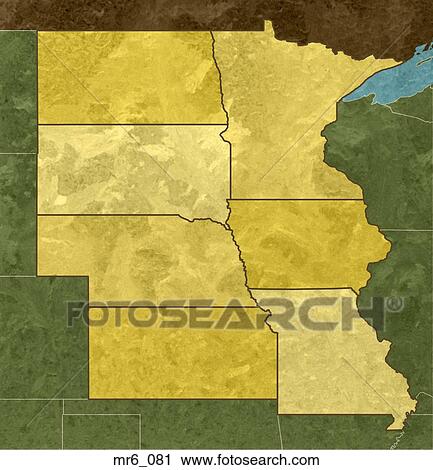 Stock Image - map, united states, political, north central, atlas. Fotosearch