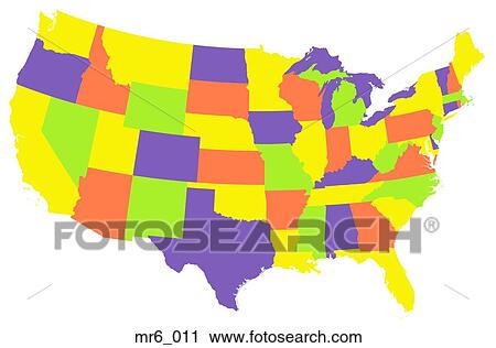 Stock Image - map, us, united states, politcal, atlas. Fotosearch