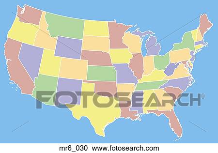 Stock Image - map, us, united states, politcal, atlas. Fotosearch