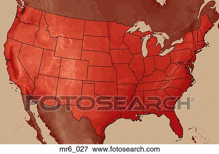 Stock Photo - map, us, united states, politcal, atlas. Fotosearch
