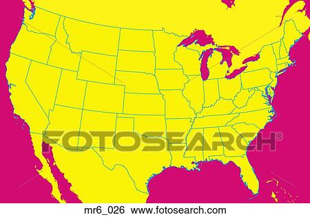 Stock Photograph - map, us, united states, politcal, atlas. Fotosearch