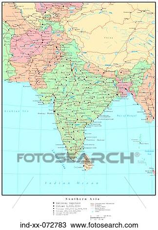 地図 の 南 アジア で 国 境界線 ストックイメージ Ind Xx