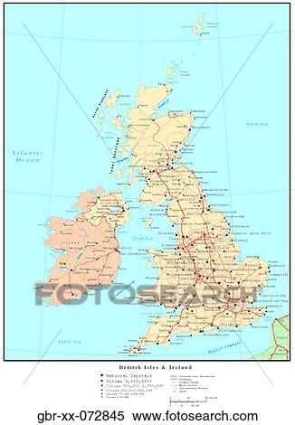 Stock Image of Map of United Kingdom Region, with Country Boundaries ...