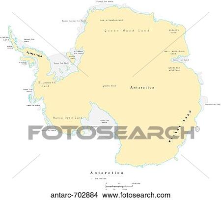 Picture - Map of Antarctica, with Country Boundaries. Fotosearch