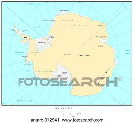Stock Image - Map of Antarctica, with Country Boundaries. Fotosearch