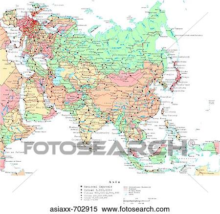 Stock Photography - Map of Asia, with Country Boundaries. Fotosearch