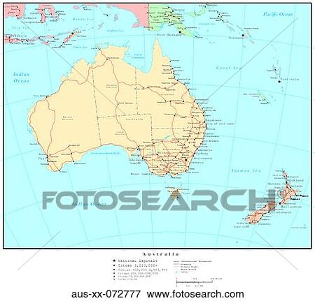 Stock Photo - Map of Australia, with Country Boundaries. Fotosearch