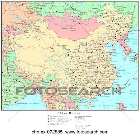 Stock Photography - Map of China Region, with Country Boundaries. Fotosearch