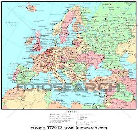 Stock Image - Map of Europe, with Country Boundaries. Fotosearch