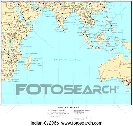 Stock Photography - Map of Indian Ocean, with Country Boundaries. Fotosearch