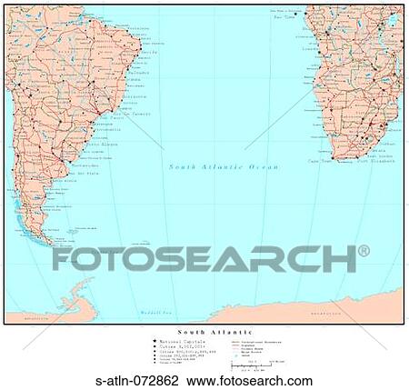 Map of South Atlantic Ocean, with Country Boundaries View Large Photo Image Stock Image - Map of South Atlantic Ocean, with Country Boundaries. Fotosearch