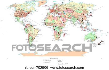 Map of World, with Country Boundaries View Large Photo Image Stock Photograph - Map of World, with Country Boundaries. Fotosearch