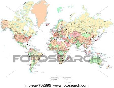Stock Photography - Map of World, with Country Boundaries. Fotosearch