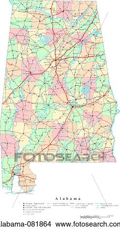 Picture - map, political, united states, usa, states. Fotosearch
