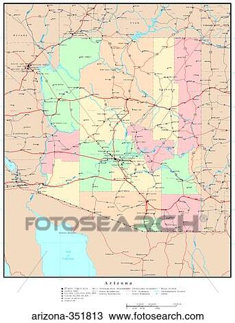 Stock Image - map, political, united states, usa, states. Fotosearch