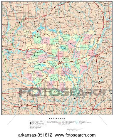 Stock Image - map, political, united states, usa, states. Fotosearch
