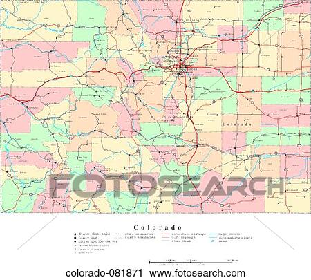 Stock Image - map, political, united states, usa, states. Fotosearch