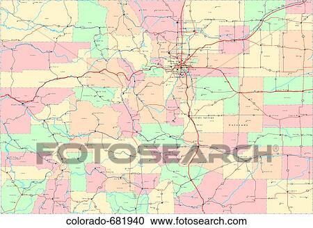 Stock Image - map, political, united states, usa, states. Fotosearch