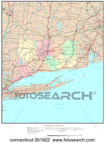 Stock Image - map, political, united states, usa, states. Fotosearch