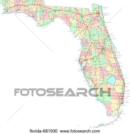 Stock Image - map, political, united states, usa, states. Fotosearch