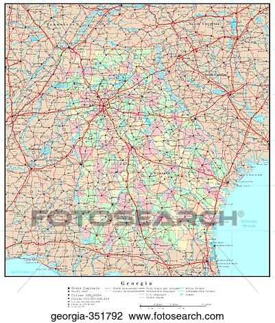 Stock Image - map, political, united states, usa, states. Fotosearch