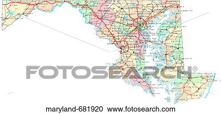 Stock Image - map, political, united states, usa, states. Fotosearch