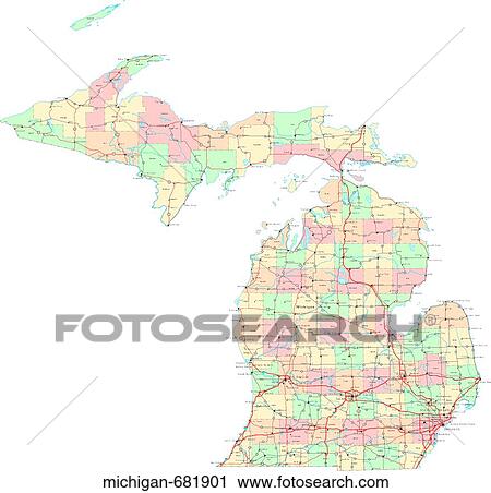 Stock Image - map, political, united states, usa, states. Fotosearch