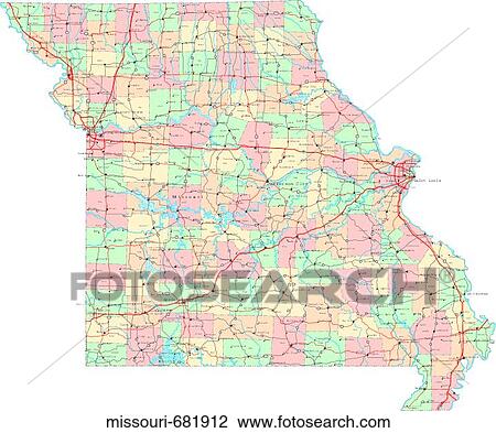 Stock Image - map, political, united states, usa, states. Fotosearch