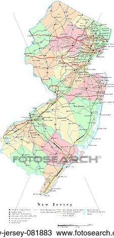 Stock Image - map, political, united states, usa, states. Fotosearch
