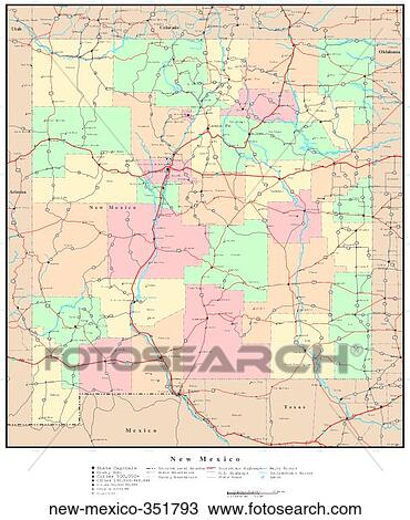 Stock Image - map, political, united states, usa, states. Fotosearch