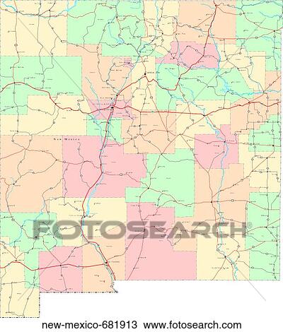 Stock Image - map, political, united states, usa, states. Fotosearch