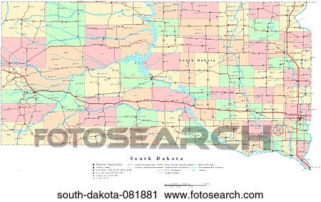 Stock Image - map, political, united states, usa, states. Fotosearch