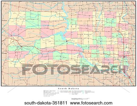 Stock Image - map, political, united states, usa, states. Fotosearch