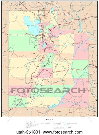 Stock Image - map, political, united states, usa, states. Fotosearch