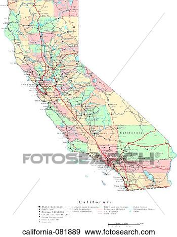 Stock Photo - map, political, united states, usa, states. Fotosearch