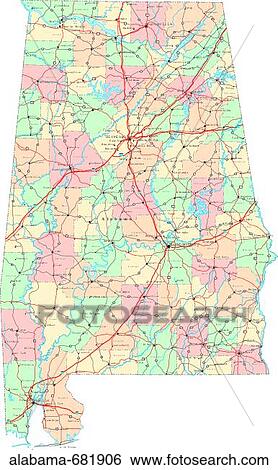 Stock Photograph - map, political, united states, usa, states. Fotosearch