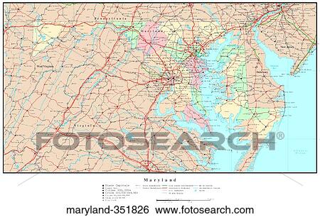 Stock Photograph - map, political, united states, usa, states. Fotosearch