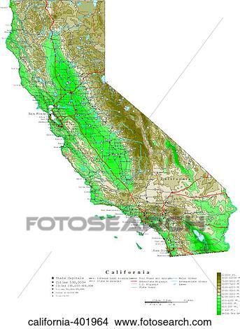 Picture - map, contour, united states, usa, states. Fotosearch