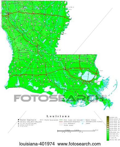 Picture - map, contour, united states, usa, states. Fotosearch