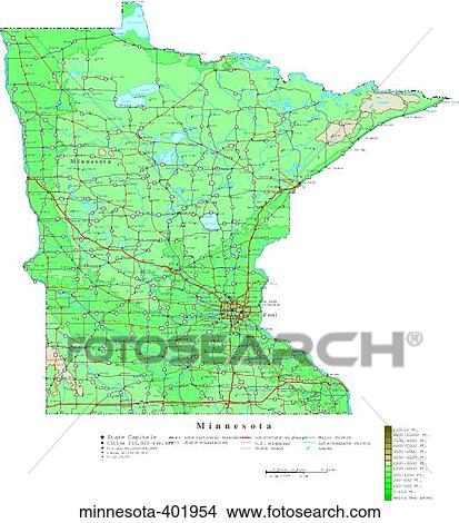 Picture - map, contour, united states, usa, states. Fotosearch